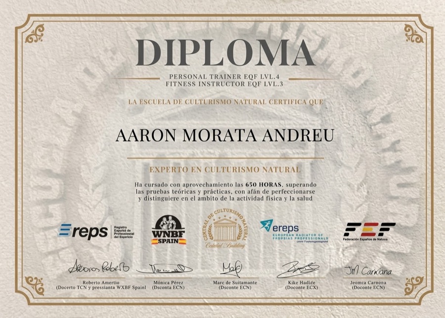 Diploma Personal Trainer EQF LVL.4 de Aaron Morata