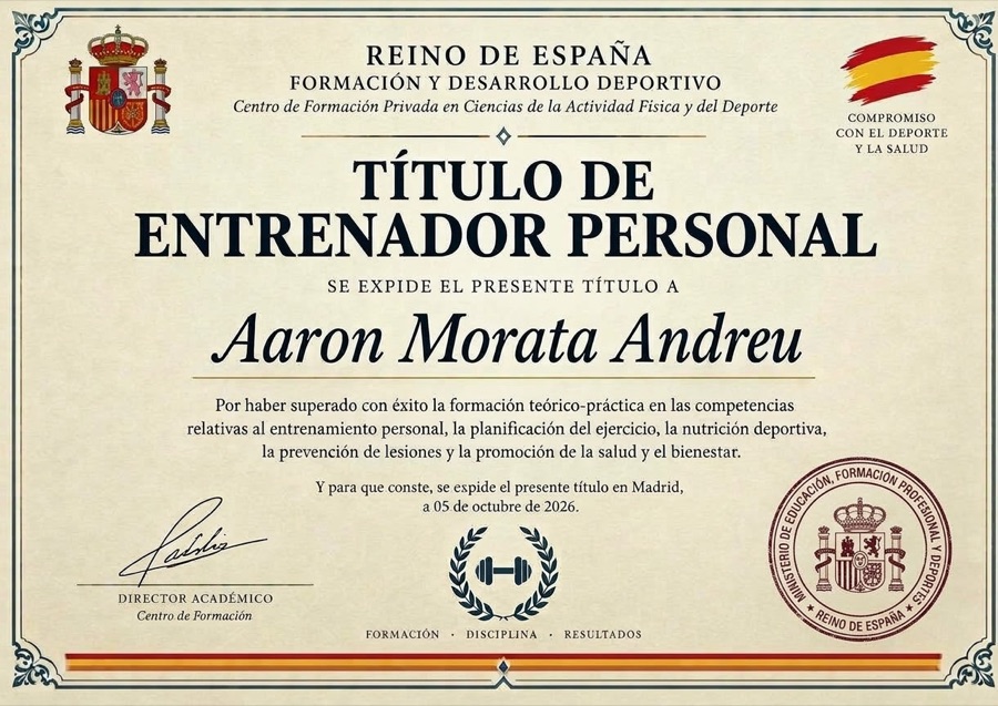 Titulo de Entrenador Personal de Aaron Morata